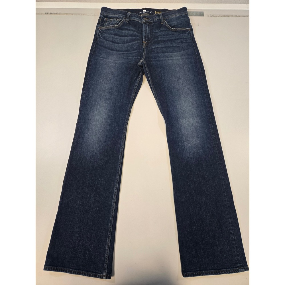 7 For All Mankind Brett Bootcut Jeans Dark Wash Denim Mens 32
